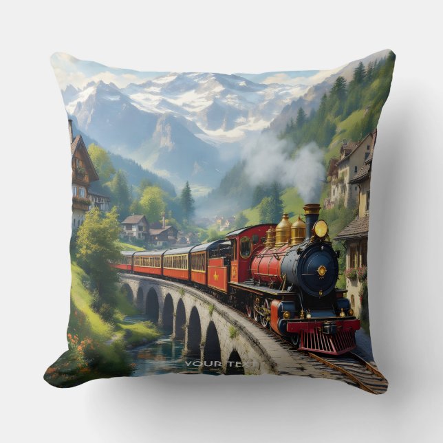 Almofada Fantasy Cute Crimson Antiguo Trem (Frente)