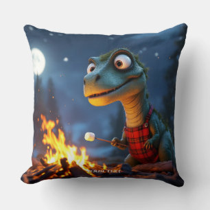 Almofada Fantasy Cute Dino Campfire Moon
