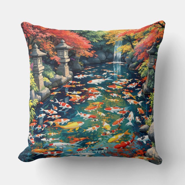 Almofada Fantasy Cute Koi Fish Pond (Frente)