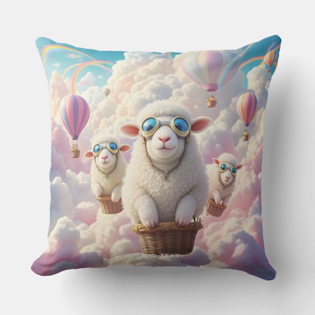 Almofada Fantasy Cute Pastel Family Sheep (Frente)