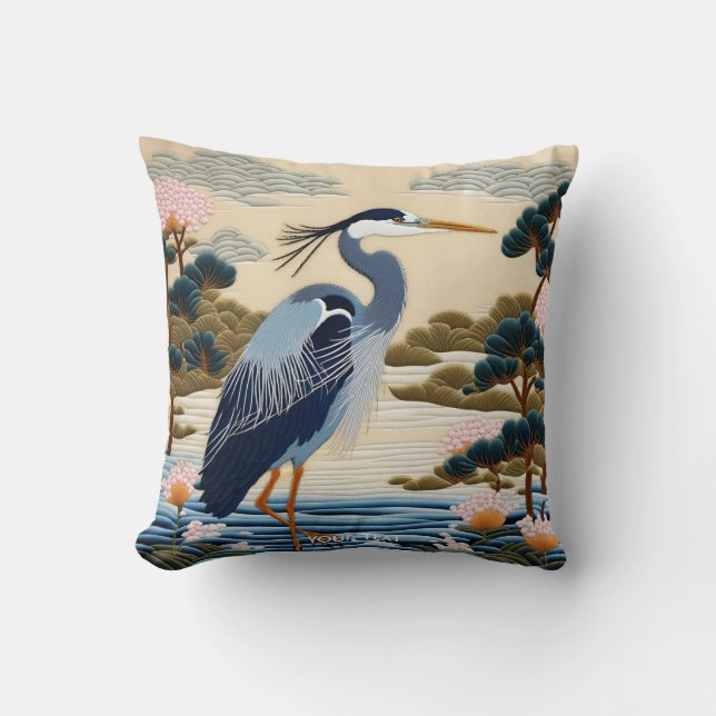 Almofada Fantasy Cute Vivid Japonês Heron Blue (Frente)