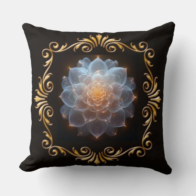 Almofada Fantasy Flor Romântico e Quadro Dourado (Frente)
