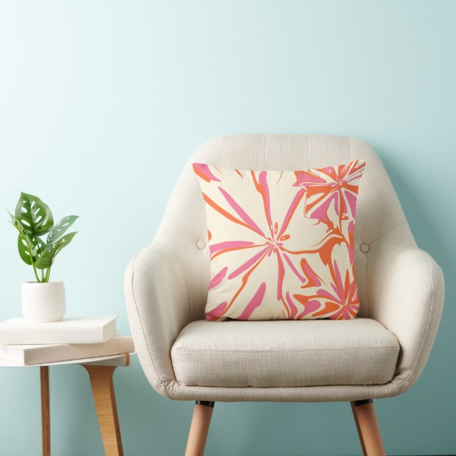 Almofada Fantasy Floral - Rosa, Laranja e Creme (Cadeira)