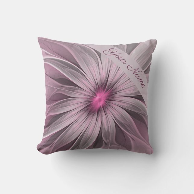 Almofada Fantasy Flower Abstrato Plum Floral Nome Fractal (Frente)