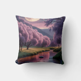 Almofada Fantasy Moonlit River Dreamscape Illustration