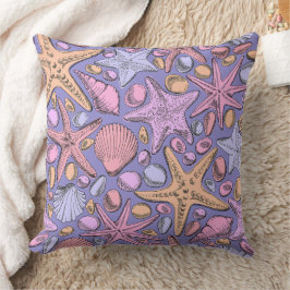 Almofada Fantasy Sea Pattern Pillow, Purple Coastal Decor