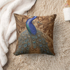 Almofada Fantasy Steampunk Peacock Blue Em Aquarela