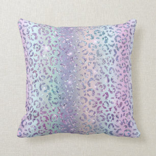 Almofada Farelo-de-leopardo azul-roxo  
