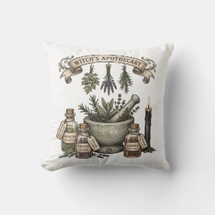 Almofada Farmácia de Bruxa Pilão de Ervas Vintage Cozinha