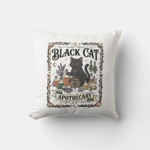 Almofada Farmácia de Gato Preto Bruxa Mística Apothecary