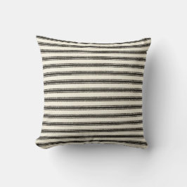Almofada Farmhouse Black Ticking Stripes Horizontais 