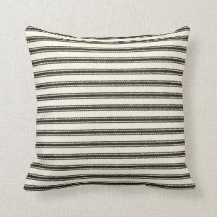 Almofada Farmhouse Black Ticking Stripes Horizontais