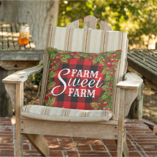 Almofada Farmhouse Christmas Red Black Buffalo Check Xadrez