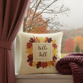 Almofada Farmhouse Hello Fall Accent com Folhas Russas