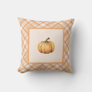 Almofada Farmhouse Orange Pumpkin Pastel Xadrez outono