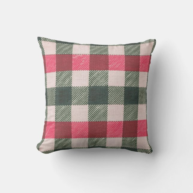 Almofada Farmhouse Red e Green Gingham (Frente)