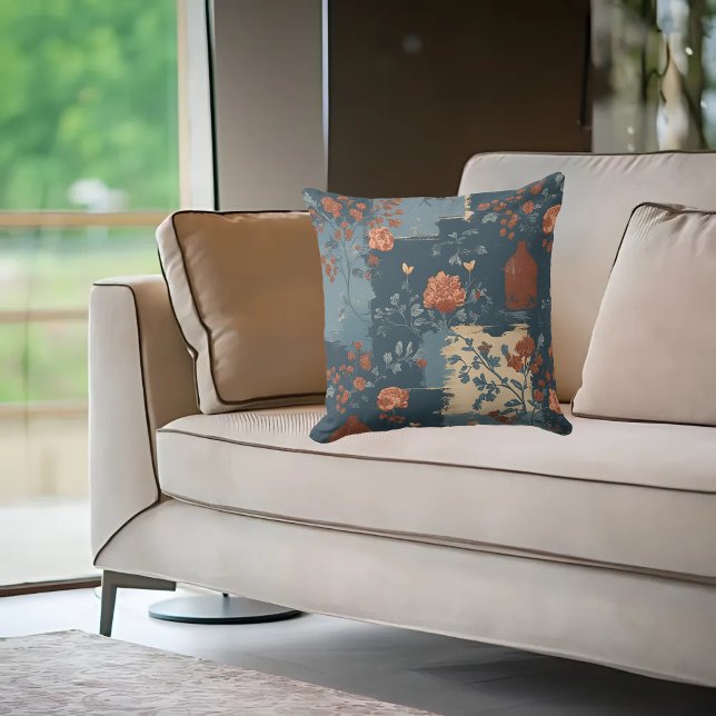 Almofada Farmhouse Russo de Ferrugem Azul do País (Criador carregado)