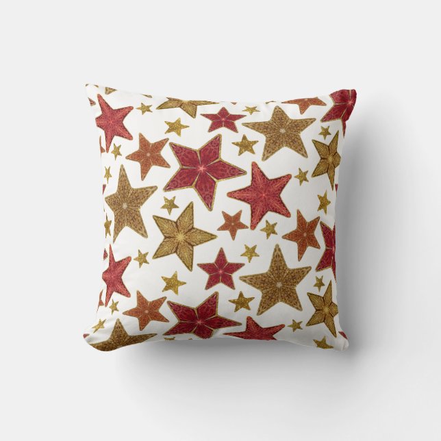 Almofada Farmhouse Russo Moderno Dourado Vermelho da Estrel (Frente)