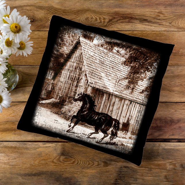 Almofada Farmhouse Rustic Barn Horse (Criador carregado)