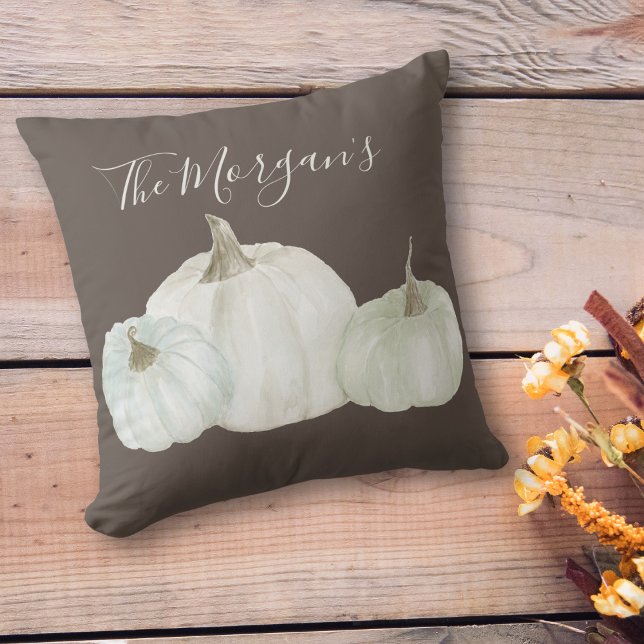 Almofada Farmhouse Watercolor Pumpkin Trio (Criador carregado)