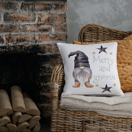 Almofada Farmhouse Winter Watercolor Gnome para o Natal