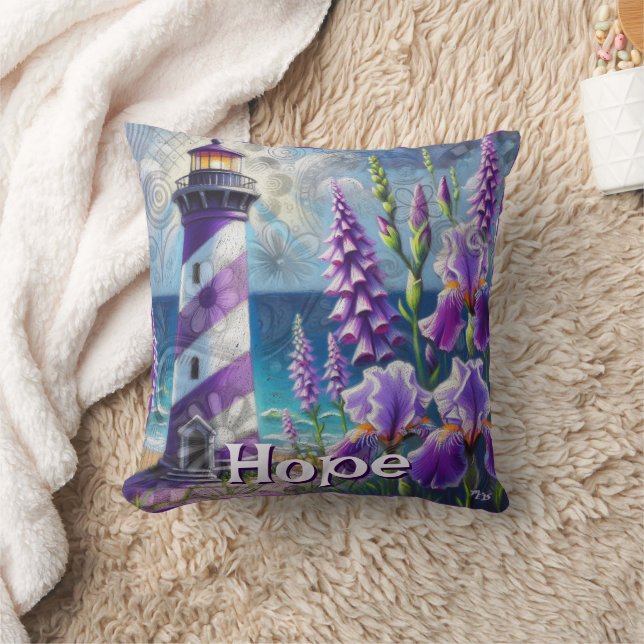 Almofada Farol Roxo com Foxglove & Iris Personalizado (Cobertor)