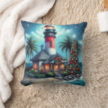 Farol Tropical de Natal Whimsical Vermelho Teal