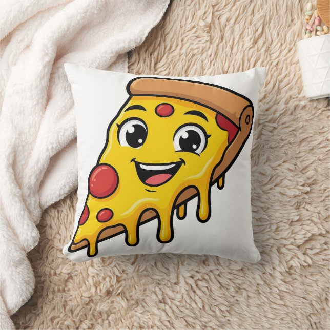 Almofada Fatia de Pizza Feliz e Divertida com Queijo Elásti (Cobertor)