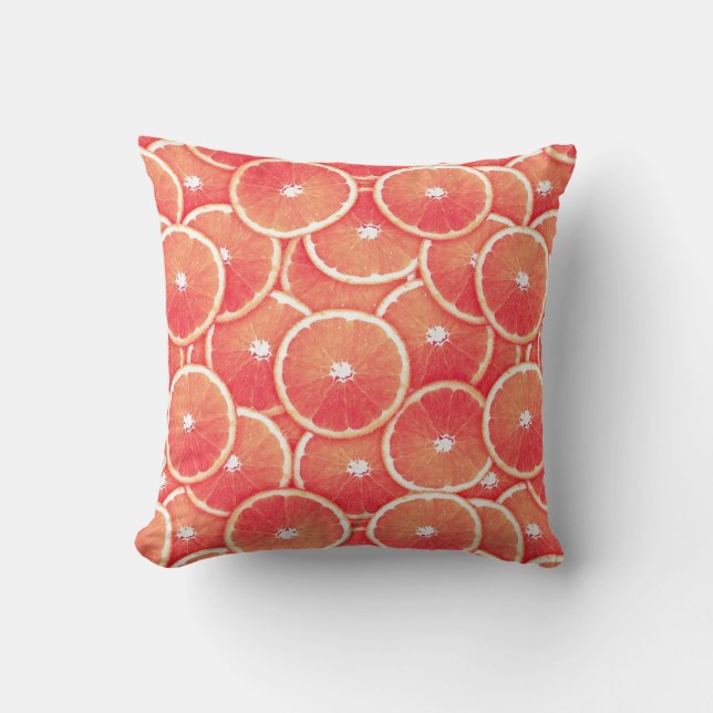 Almofada Fatias da toranja cor-de-rosa (Frente)