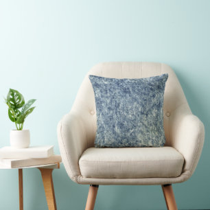 Almofada Faux Denim Acid Lavar Travesseiro decorativo Azul