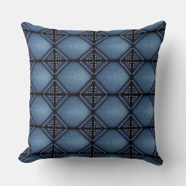 Almofada Faux Denim & Diamantes (Frente)