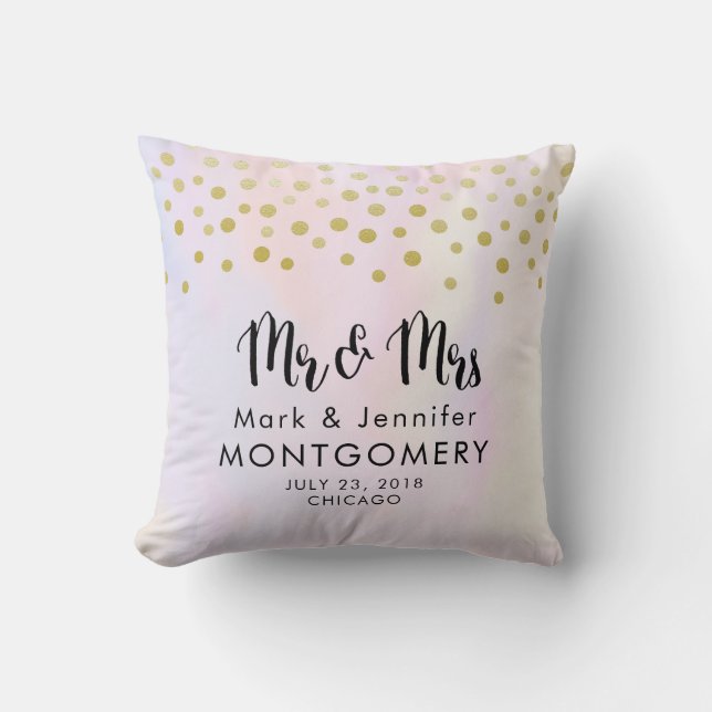 Almofada Faux Dourado Confetti em Purple Watercolor Sr. & S (Frente)