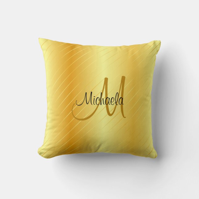 Almofada Faux Dourado Monogrammed Elegant Modern Modelo (Frente)