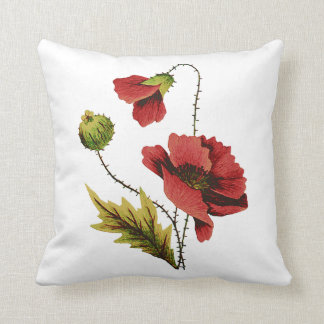 Almofada Faux Embroiderme Red Poppies Travesseiro