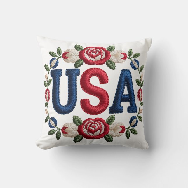 Almofada Faux Embroidery USA (Frente)