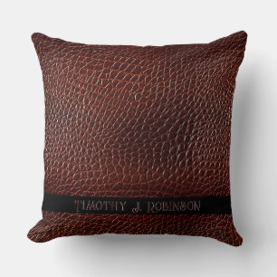 Almofada Faux Leather Brown Personalizada Emboscada