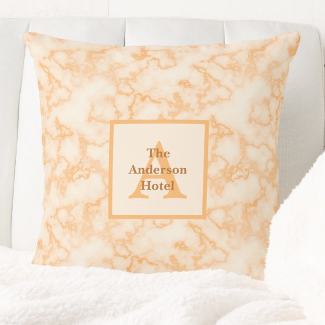 Almofada Faux Orange Marble (Faux Orange Marble Throw Pillow by Leapfroglisics shop)