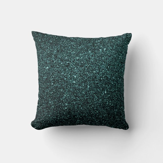 Almofada Faux Sparkle Teal Travesseiro decorativo (Frente)