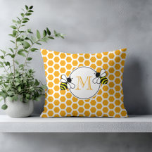 Favo de Mel Laranja e Padrão de Abelhas Monogramad