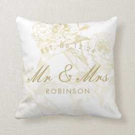 Almofada Favor do Casamento Floral Dourado Elegante