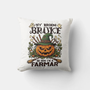 Almofada Fazenda da Vassoura Quebrada Abóbora de Halloween