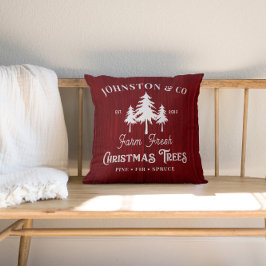 Almofada Fazenda de Árvore de Natal Red Rustic Barnwood