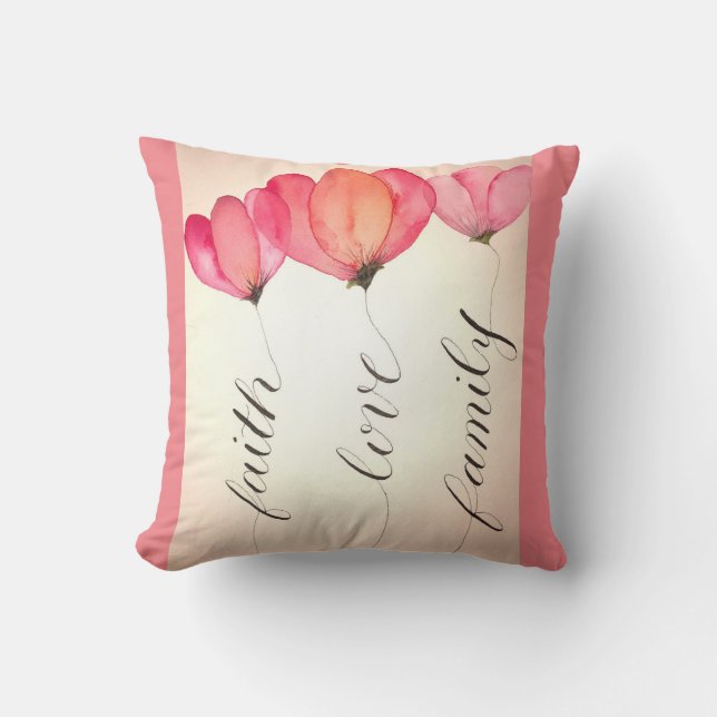 Almofada Fé, amor e    família. Do que mais você precisa? (Frente)