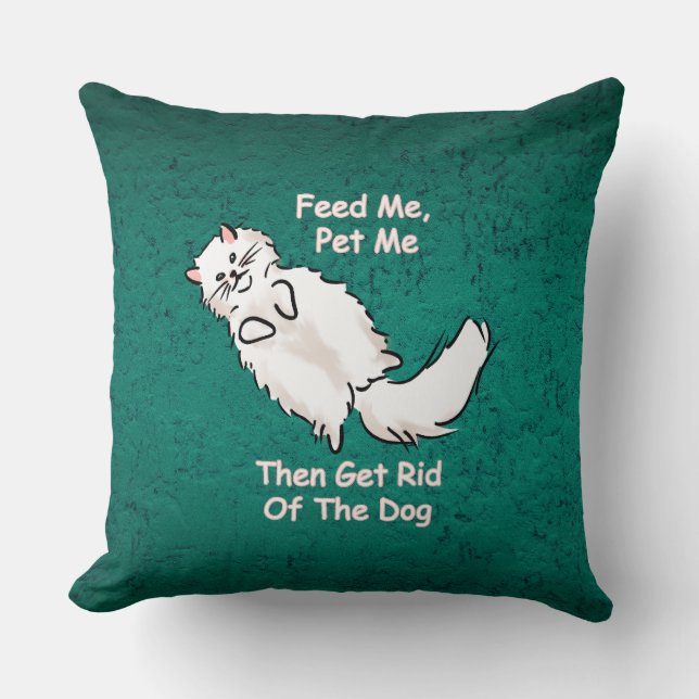 Almofada Feed Me, Pet Me Cat Throw Pillow  (Frente)