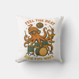 Almofada Feel the Beat Octopus Drummer Retro 70s Disco tee