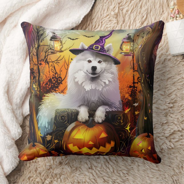 Almofada Feiticeira de Halloween e Abóbora Samoyed Samoyed (Cobertor)