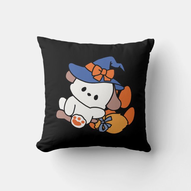 Almofada Feiticeira de pata no treinamento - Cão de Hallowe (Frente)