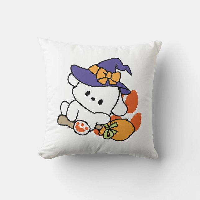 Almofada Feiticeira de pata no treinamento - Cão de Hallowe (Frente)