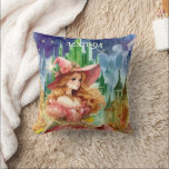 Almofada Feiticeiro de Oz Birthday Good Witch Custom Decor<br><div class="desc">Aproveite este belo arco-íris colorido sobre o arco-íris,  Emerald City Wizard de Oz,  chamado de Aniversário.</div>