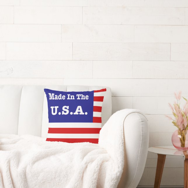 Almofada Feito Nos Estados Unidos, Em Branco Vermelho E Ban (Sofá)